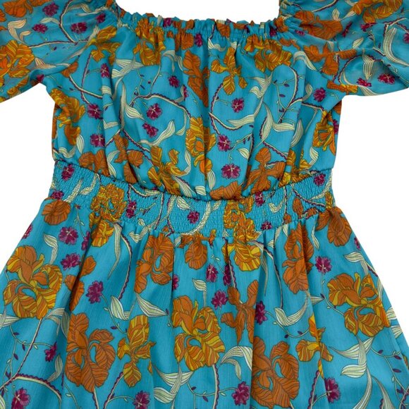 Sofia Vegara Floral Off the Shoulder Dress with Blouson Sleeves Women's Size L - Picture 4 of 9